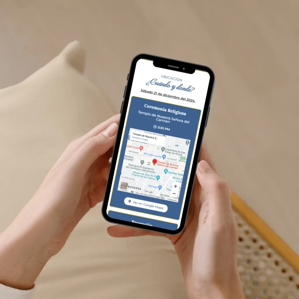 Invitación digital con ubicación exacta y mapa de google maps